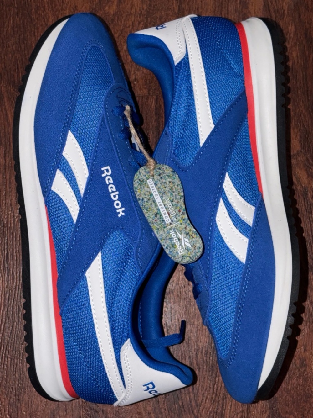 Reebok size 11 Men's Blue & White Retro Runner with Red Accent